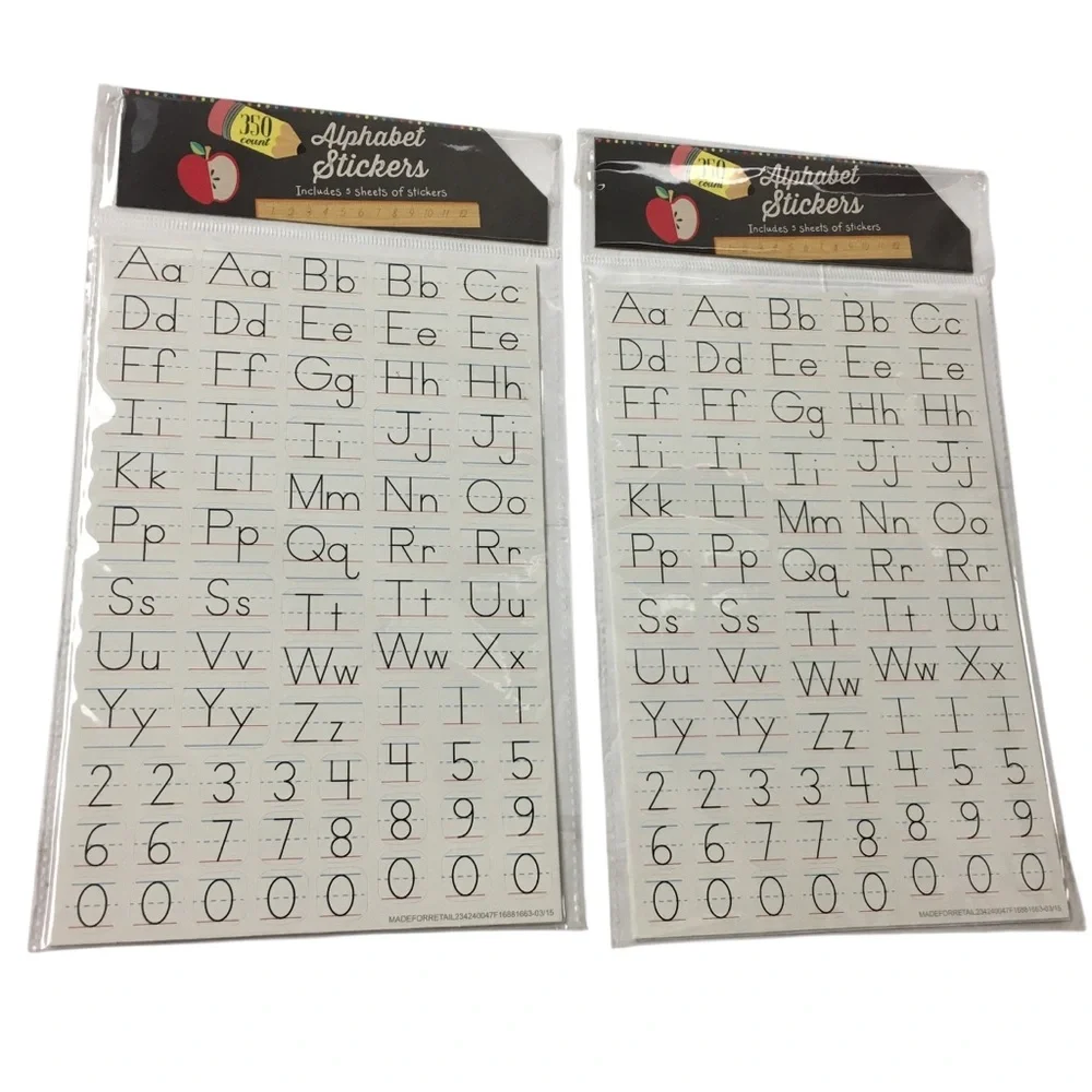 Alphabet Number Stickers 10 Sheets 700 Total Handwriting Uppercase Lowercase NEW